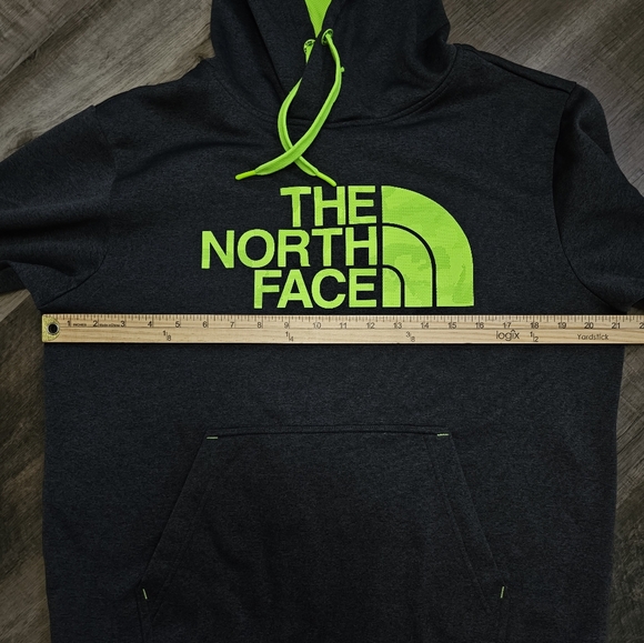 The North Face Men's Gray Hoodie with Neon Green Accents, Size MED - Picture 4 of 9